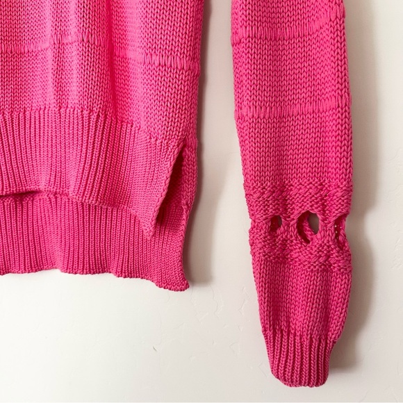 Jonathan Simkhai Pink Cutout Chunky Tassel Sweater - Picture 4 of 8